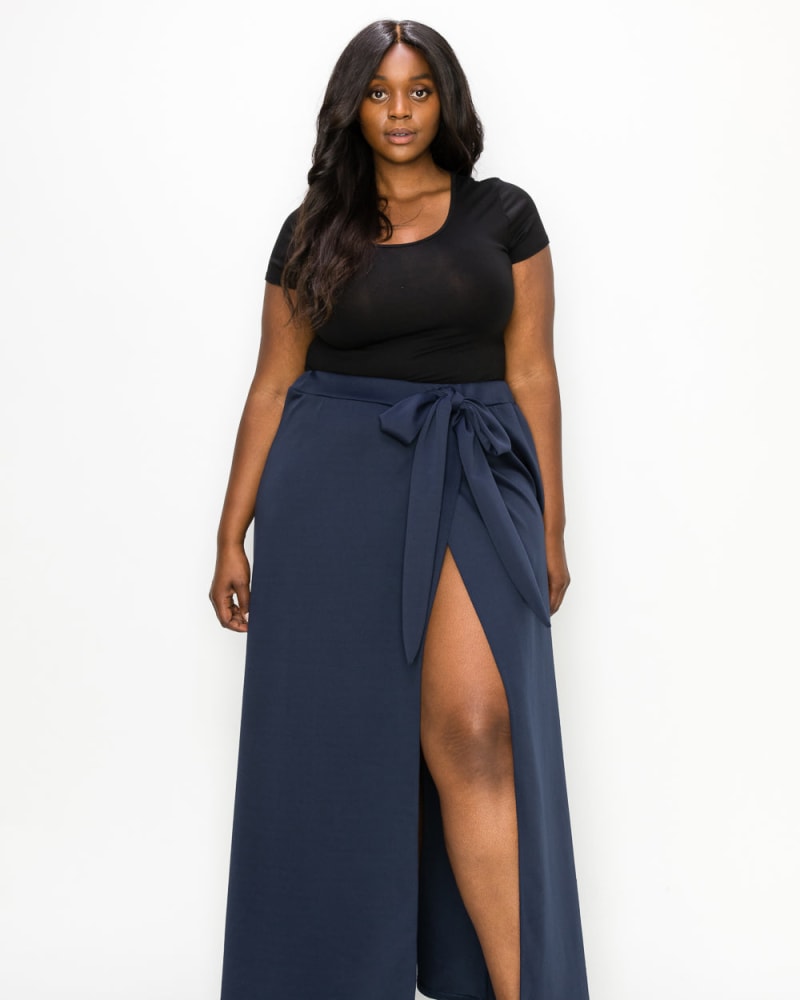 Plus Size Kelsey Wrap Maxi Skirt | Navy